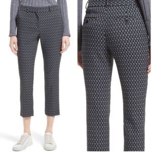 Theory Treeca 2 Dimensional Jacquard Slim Fit Cropped Trouser Pants Size 10